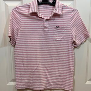 Vineyard Vines youth large Pink and White Striped Polo